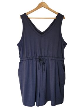 Maurices 24/7 NWT Bare VNeck Romper Pockets Dark Slate Blue Womens 1X